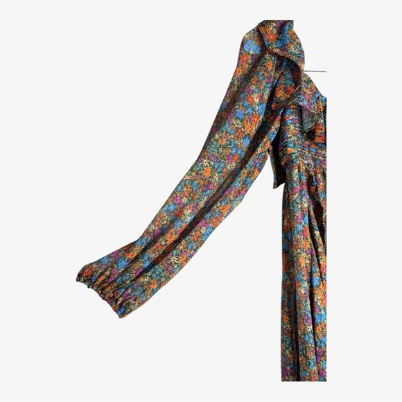 For Love And Lemons Brittany Floral Print Midi Dress in Multi NWT Small - Picture 7 of 15